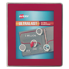 Avery® UltraLast View Binder w/1-Touch Slant Rings, 11 x 8 1/2, 1" Cap, Red