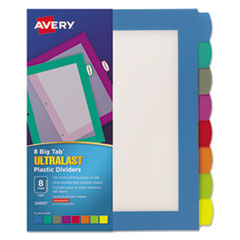 Avery® Big Tab Ultralast Plastic Dividers, 8-Tab, 11 x 8.5, Assorted, 1 Set