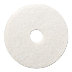 Boardwalk® Polishing Floor Pads, 20" Diameter, White, 5/Carton