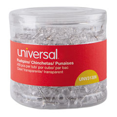 Universal® Clear Push Pins, Plastic, 3/8", 400/Pack