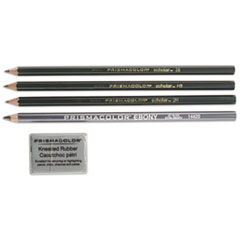 Prismacolor® Scholar Graphite Pencil Set, 4B/2B/HB/2H, Kneaded Eraser