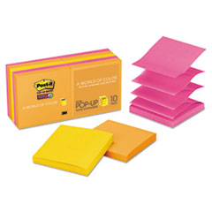 Post-it® Pop-up Notes Super Sticky Pop-up 3 x 3 Note Refill, Rio de Janeiro, 90 Notes/Pad, 10 Pads/Pack