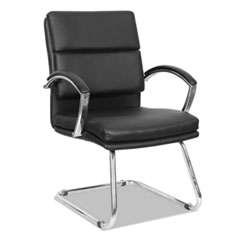 Alera® Alera Neratoli Slim Profile Stain-Resistant Faux Leather Guest Chair, 23.81" x 27.16" x 36.61", Black Seat/Back, Chrome Base