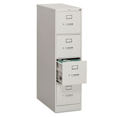 HON® 310 Series Vertical File, 4 Letter-Size File Drawers, Light Gray, 15" x 26.5" x 52"