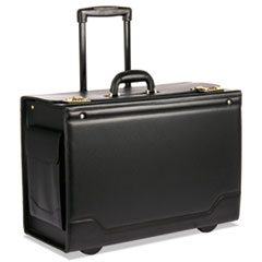 STEBCO Rolling Catalog Case, Fits Devices Up to 18.4", Leather/Riveted Steel/Tufide, 21.75 x 9.75 x 15.5, Black