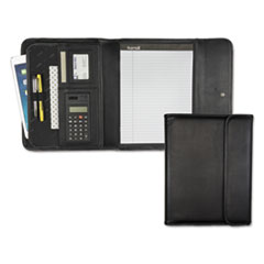 Samsill® Professional Tri-Fold Padfolio w/Calculator, Writing Pad, Vinyl, Black