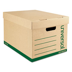Universal® Recycled Medium-Duty Record Storage Box, Letter/Legal Files, Kraft/Green, 12/Carton