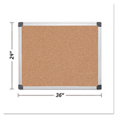 MasterVision® Value Cork Bulletin Board with Aluminum Frame, 24 x 36, Natural Surface, Silver Aluminum Frame