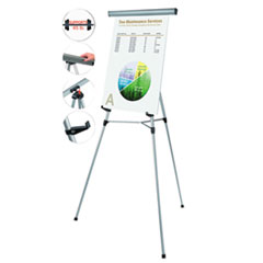 MasterVision® Telescoping Tripod Display Easel, Adjusts 38" to 69" High, Metal, Silver