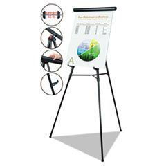 MasterVision Quantum Heavy Duty Display Easel, 35.62 to 61.22 High,  Plastic, Black