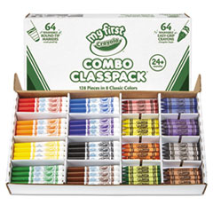 Crayola® My First Crayons and Markers Combo Classpack, Eight Colors, 128/Set