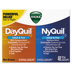 Vicks® DayQuil/NyQuil Cold & Flu LiquiCaps Combo Pack, 32 Day/16 Night, 12/Carton