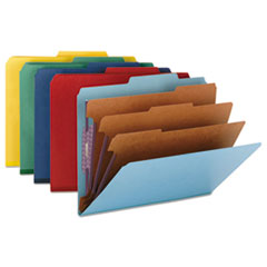 Smead® Eight-Section Colored Pressboard Top Tab Classification Folders with SafeSHIELD® Coated Fasteners