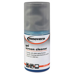 Innovera® Anti-Static Gel Screen Cleaner, w/Gray Microfiber Cloth, 4oz Spray Bottle