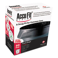 AccuFit® Linear Low Density Can Liners with AccuFit Sizing, 44 gal, 0.9 mil, 37" x 50", Black, 50/Box