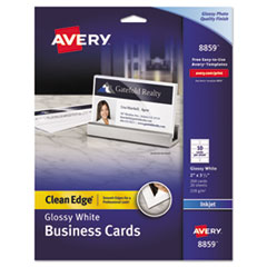 Avery® Clean Edge Business Cards, Inkjet, 2 x 3 1/2, Glossy White, 200/Pack