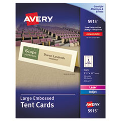 Avery® Large Embossed Tent Card, Ivory, 3 1/2 x 11, 1 Card/Sheet, 50/Box