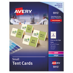 Avery® Small Tent Card, Ivory, 2 x 3 1/2, 4 Cards/Sheet, 160/Box