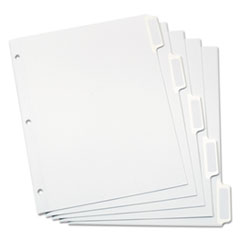 Custom Label Tab Dividers with Self-Adhesive Tab Labels, 5-Tab, 11 x 8.5, White, 25 Sets