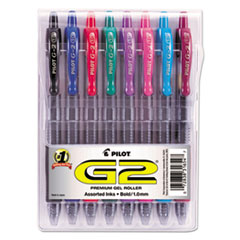 Pilot® G2 Premium Retractable Gel Ink Pen, Assorted Ink, 1mm, 8/Pack