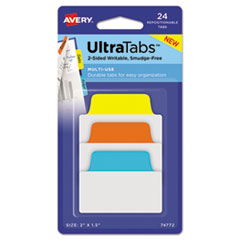 AVE74769 Avery Tabs 2.5" x 1" Assorted Pastel Colors 24 Tabs 