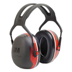 3M™ PELTOR X3A Over-the-Head Earmuffs, 28 dB NRR, Black/Red, 10/Carton