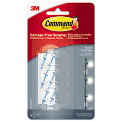 Command™ Cord Clip, Round, 3/4"W, w/Adhesive, Clear, 4/Pack