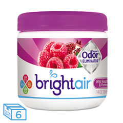 BRIGHT Air® Super Odor Eliminator, Wild Raspberry and Pomegranate, 14 oz Jar, 6/Carton