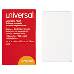 Universal® Laminating Pouches, 5 mil, 3.75" x 2.25", Matte Clear, 100/Box