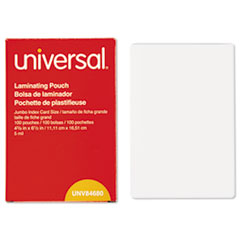 Universal® Laminating Pouches, 5 mil, 6.5" x 4.38", Crystal Clear, 100/Box