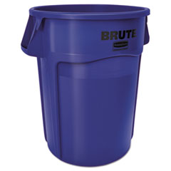 Rubbermaid® Commercial Vented Round Brute Container, 55 gal, Blue, Resin, 3/Carton
