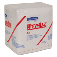 WypAll® X70 Cloths, 1/4 Fold, 12 1/2 x 12, White, 76/Pack, 12 Packs/Carton