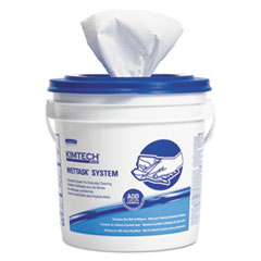 WypAll® Critical Clean Wipers for Bleach, Disinfectants, Sanitizers WetTask Customizable Wet Wiping System, w/Bucket,140/Roll, 6/CT