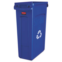 Rubbermaid® Commercial Slim Jim Plastic Recycling Container with Venting Channels, 23 gal, Plastic, Blue