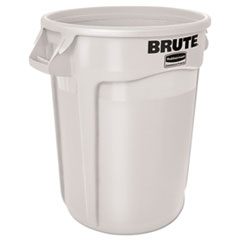Rubbermaid® Commercial Vented Round Brute Container, 55 gal, White, Resin