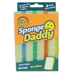 Scrub Daddy® Sponge Daddy Dual-Sided Sponge, 3.38 x 5.56, 2.63" Thick, Assorted Colors, 4/Pack, 20 Packs/Carton