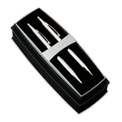 Cross® Classic Century Ballpoint Pen & Pencil Set, Chrome/23kt. Gold Plate