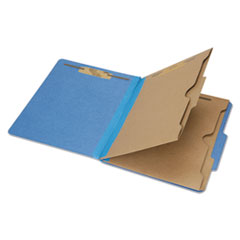 7530016006971, SKILCRAFT Pocket Classification Folder, 2" Expansion, 2 Dividers, 6 Fasteners, Letter Size, Dark Blue, 10/Box