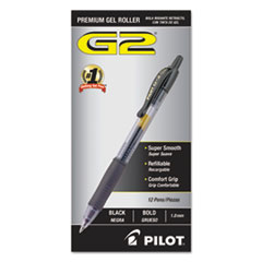 Pilot® G2 Premium Retractable Gel Ink Pen, Refillable, Black Ink, Bold, Dozen