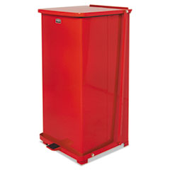 Rubbermaid® Commercial Defenders Square Step Can, 24 gal, Red, 15" Square, 30" High
