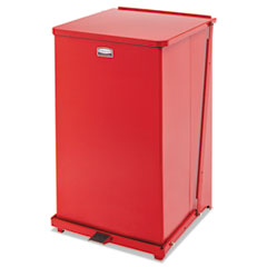 Rubbermaid® Commercial Defenders Square Step Can, 40 gal, Red, 19" Square, 31" High