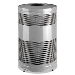 Rubbermaid® Commercial Classics Open Top Waste Receptacle, 51 gal, Stardust Silver Metallic with Black Lid