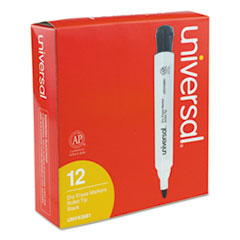Universal™ Dry Erase Marker, Bullet Tip, Black, Dozen