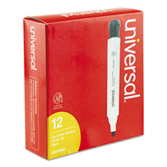 Universal™ Dry Erase Marker, Chisel Tip, Black, Dozen
