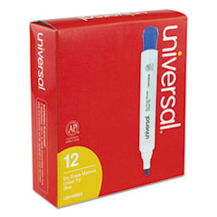 Universal™ Dry Erase Marker, Chisel Tip, Blue, Dozen