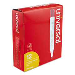 Universal™ Dry Erase Marker, Bullet Tip, Red, Dozen