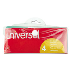 Universal™ Pen Style Dry Erase Markers, Fine/Bullet Tip, Assorted, 4/Set