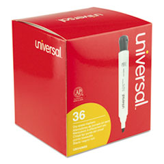 Universal™ Dry Erase Marker, Chisel Tip, Black, 36/Pack