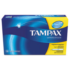 Tampax® Tampons, Original, Regular Absorbency, 10/Box, 48 Box/Carton