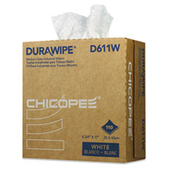 Chicopee® Durawipe Medium-Duty Industrial Wipers, 3-Ply, 8.8 x 17, White, 110/Box, 12 Box/Carton